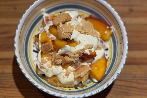 What We’re Cooking This Week: Brown Sugar Meringue with Peaches and Olive Oil Whipped Cream