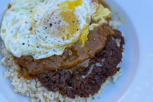 What We’re Cooking This Week: Smashburger Loco Moco With Miso Curry Gravy
