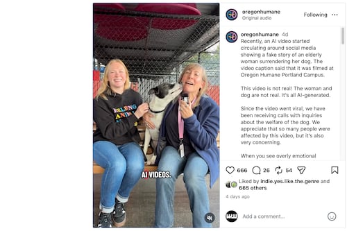 That Video of an Older Woman Surrendering Her Dog to the Oregon Humane Society Is AI Slop