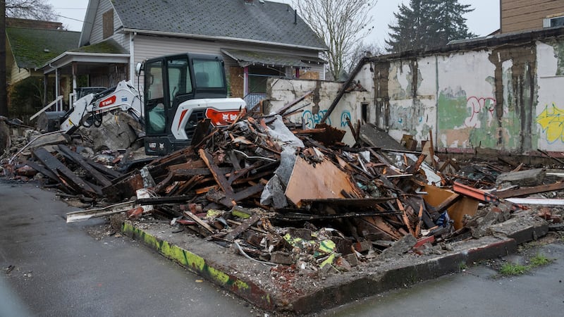 A Wrecking Crew Took Down the Building Shedding Bricks Onto Alberta Street
