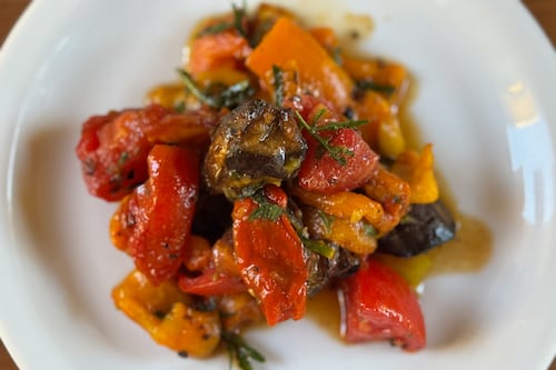 What We’re Cooking This Week: Roasted Eggplant, Pepper and Tomato Salad