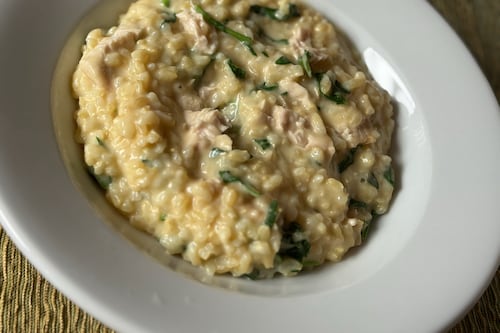 What We’re Cooking This Week: Leftover Rice Porridge With Chicken and Arugula