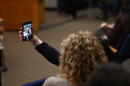 Unmasked Protesters of Vaccine Mandate Push Portland School Board Members Out of District Headquarters
